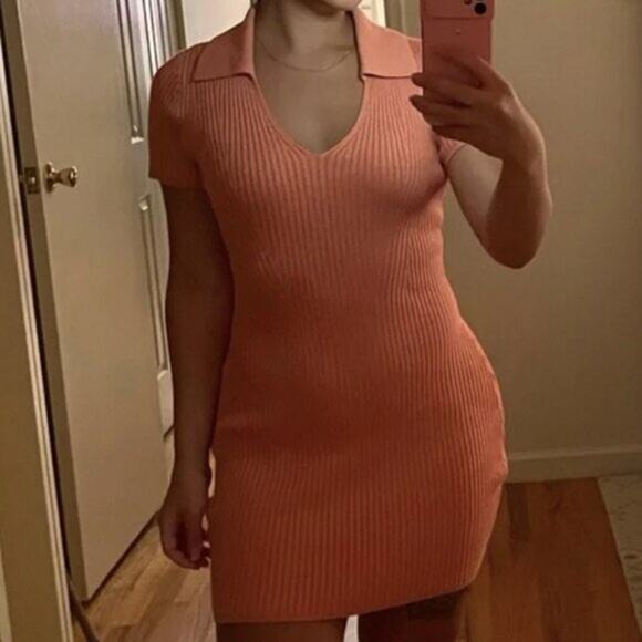 ABERCROMBIE & FITCH Ribbed Polo Dress Golf Tenniscore Preppy Sweater Dress sz M - Picture 3 of 15